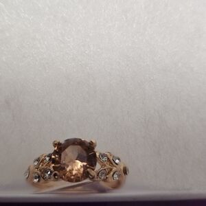 MACY'S, PEACH RING WITH CRYSTALS, SIZE 8, NEW